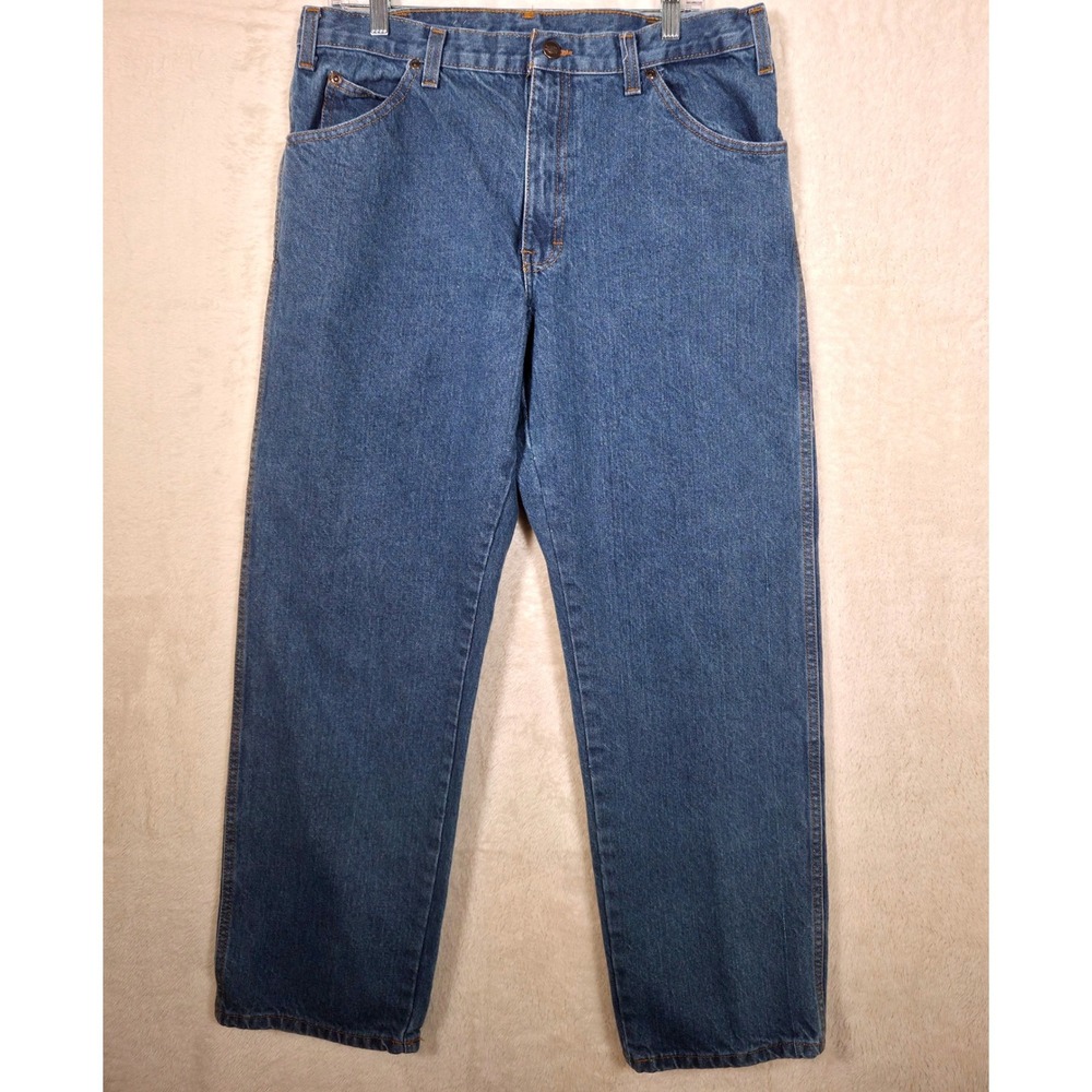 Dickies Straight Leg Jeans Mens 34x30 Blue Medium Wash Cotton‎ Workwear